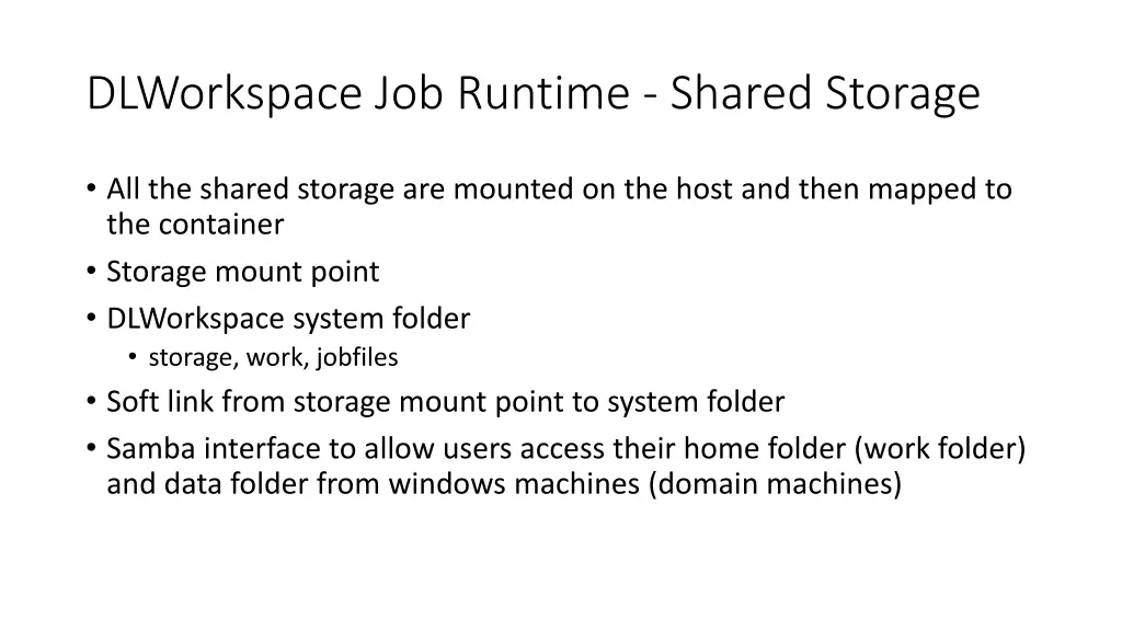 dlworkspace job runtime shared storage