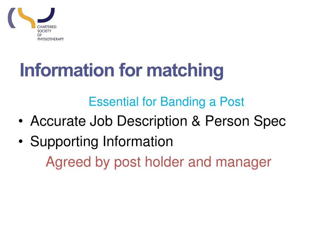 information for matching