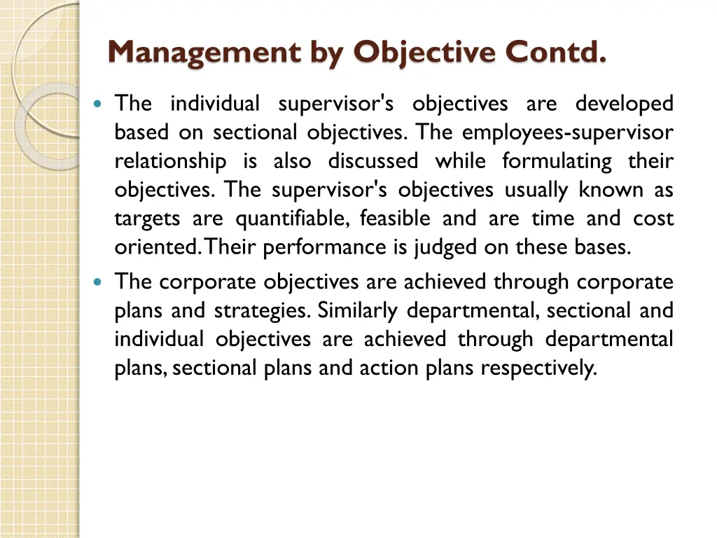 management by objective contd