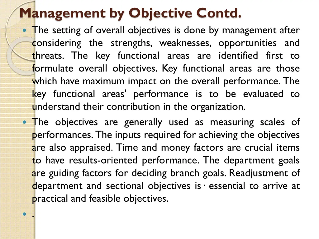 management by objective contd the setting