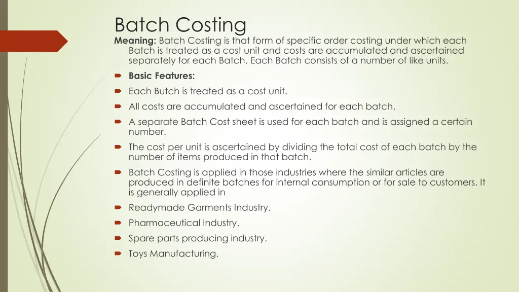 batch costing meaning batch costing is that form