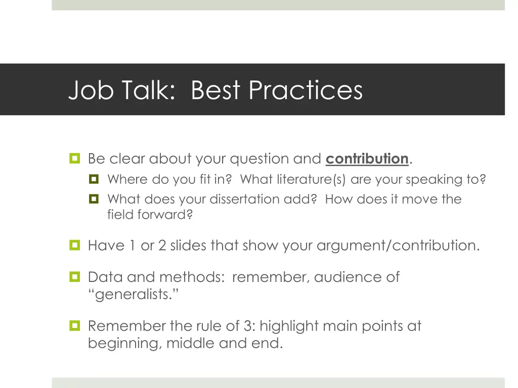 job talk best practices