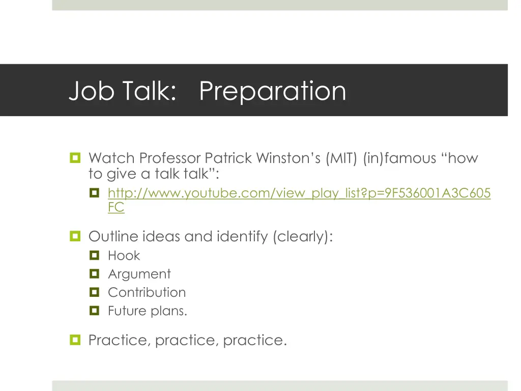 job talk preparation