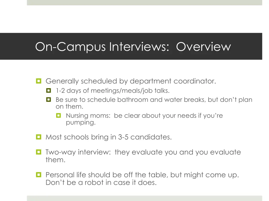 on campus interviews overview