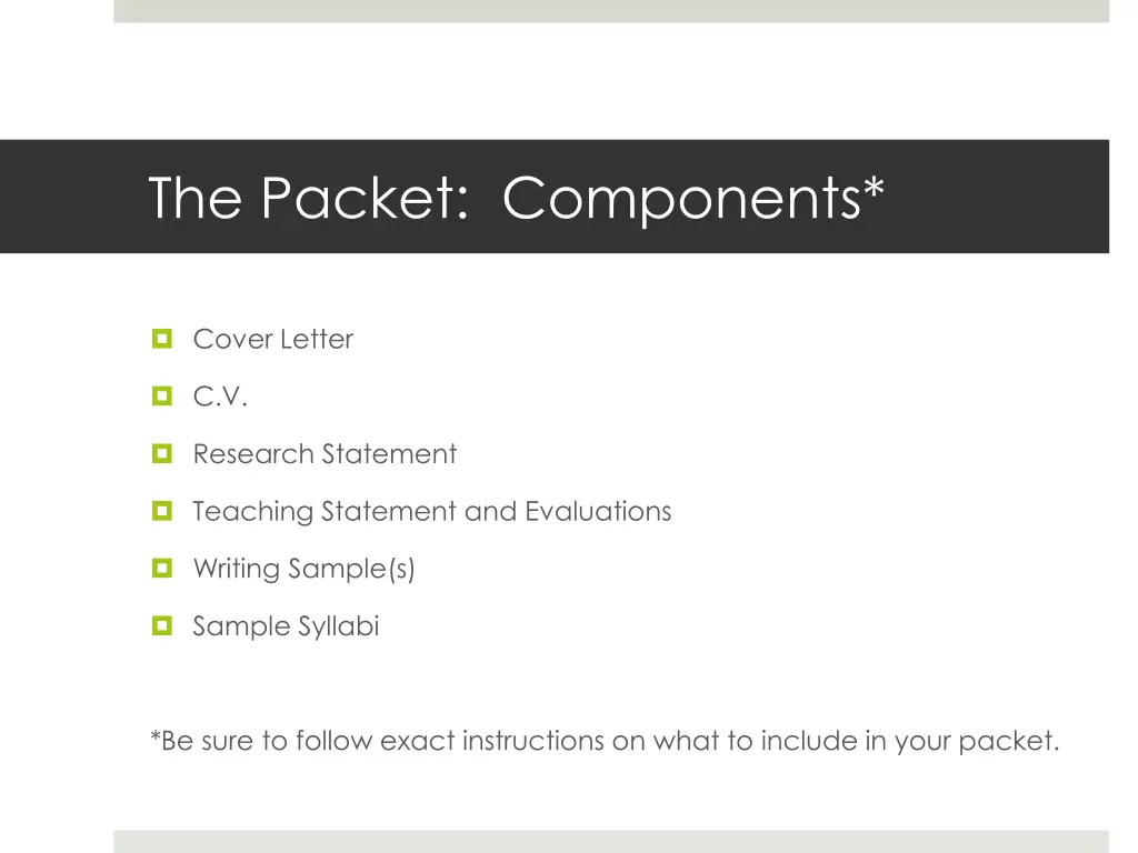 the packet components