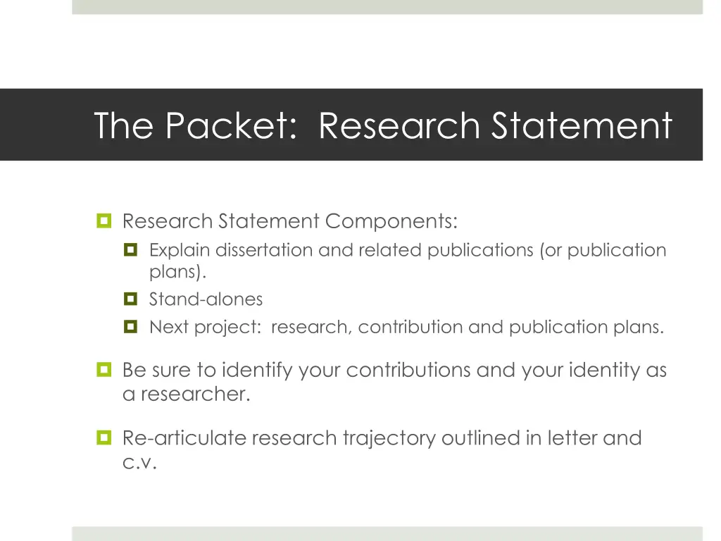 the packet research statement