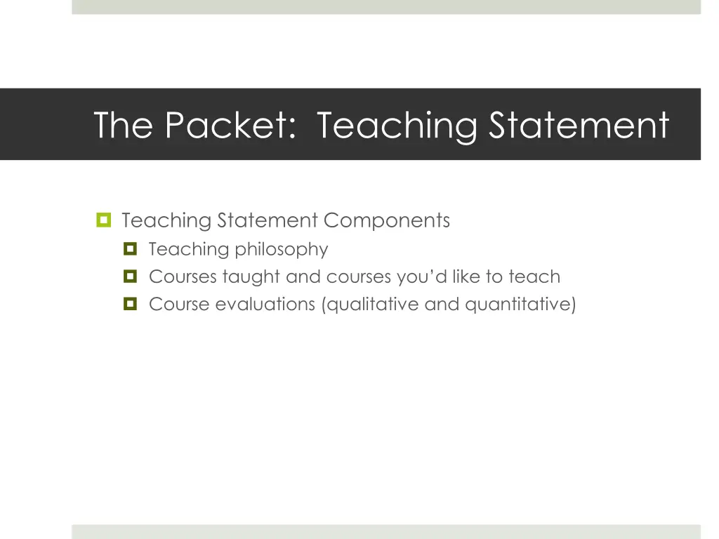 the packet teaching statement