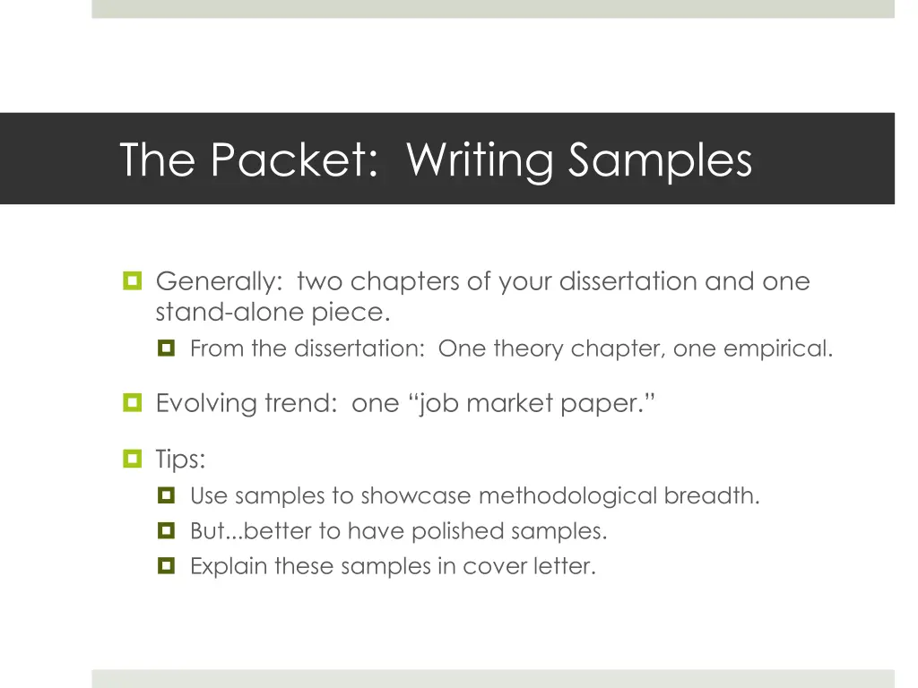 the packet writing samples