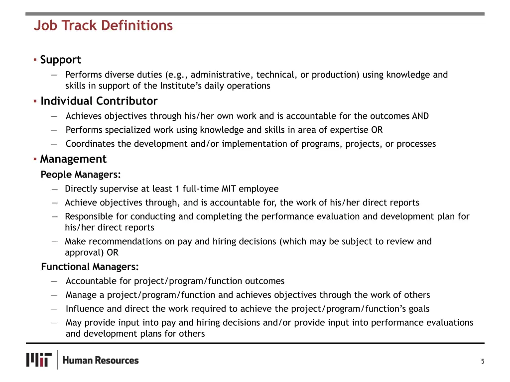 job track definitions