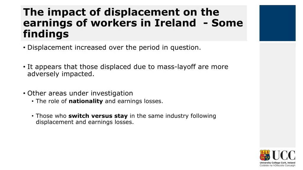 the impact of displacement on the earnings 9