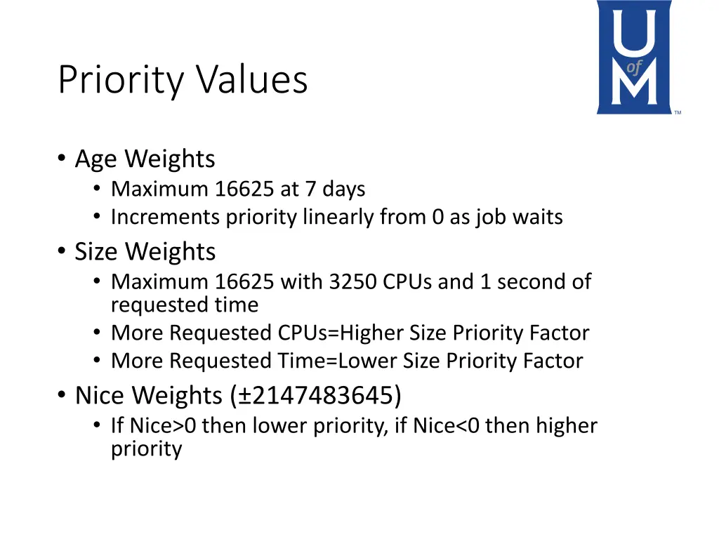 priority values