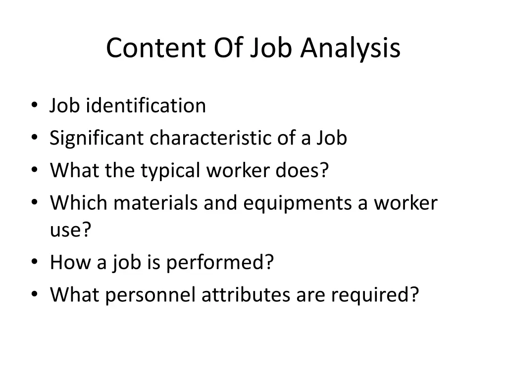 content of job analysis