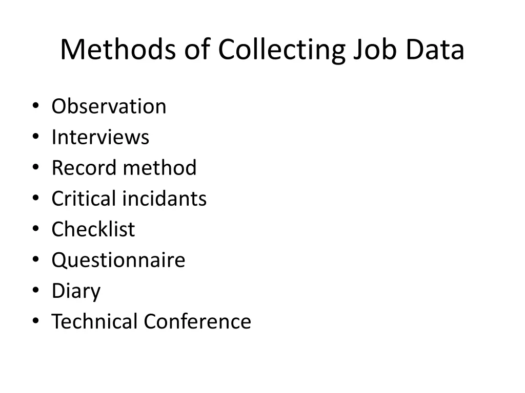 methods of collecting job data