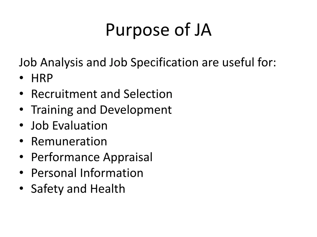 purpose of ja