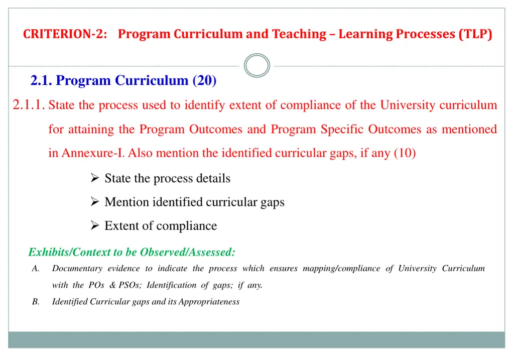 criterion 2 program curriculum and teaching