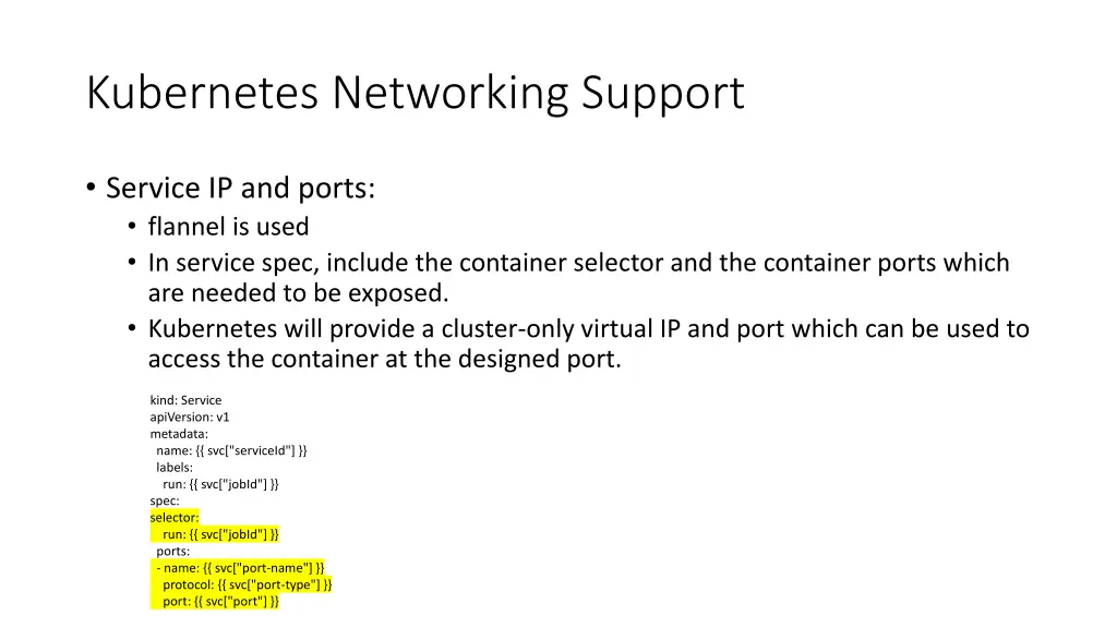 kubernetes networking support