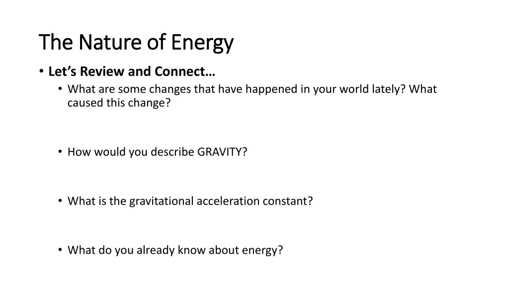 the nature of energy the nature of energy