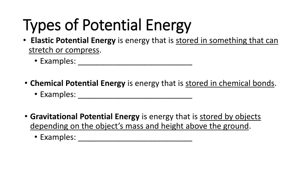 types of potential energy types of potential