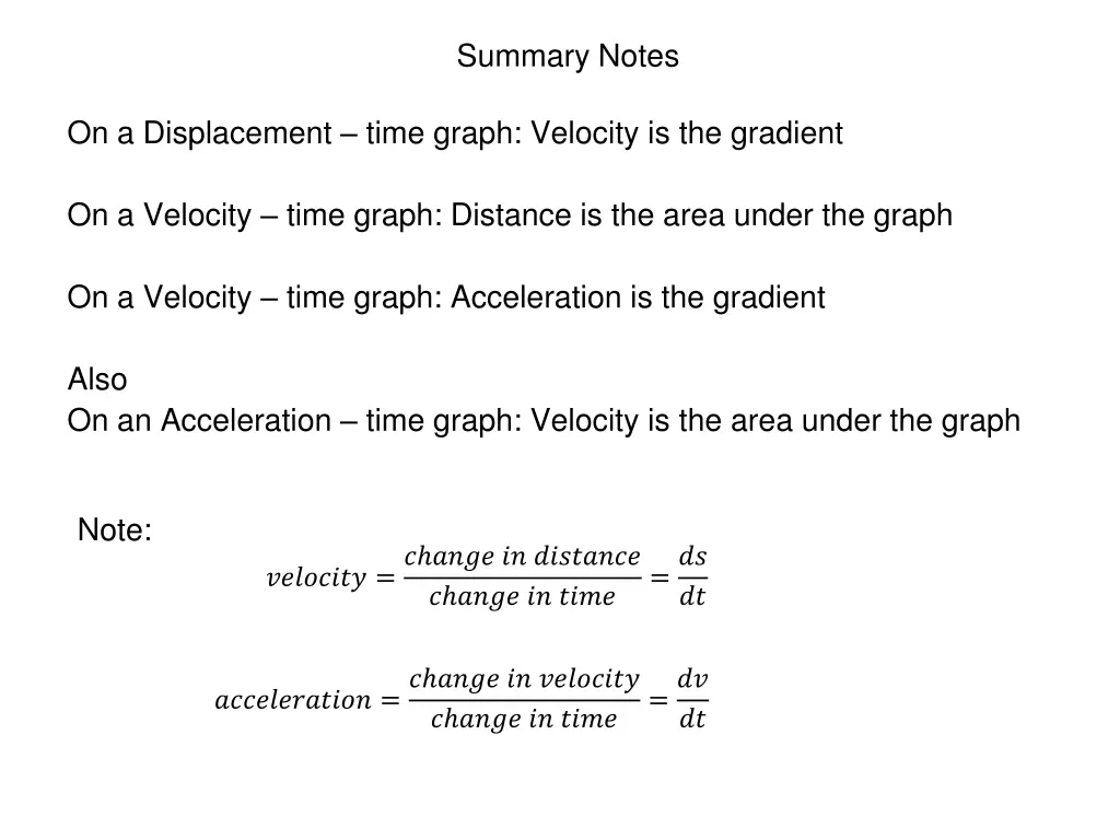 summary notes