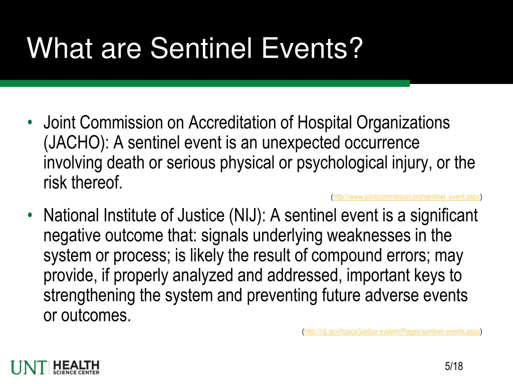 what are sentinel events