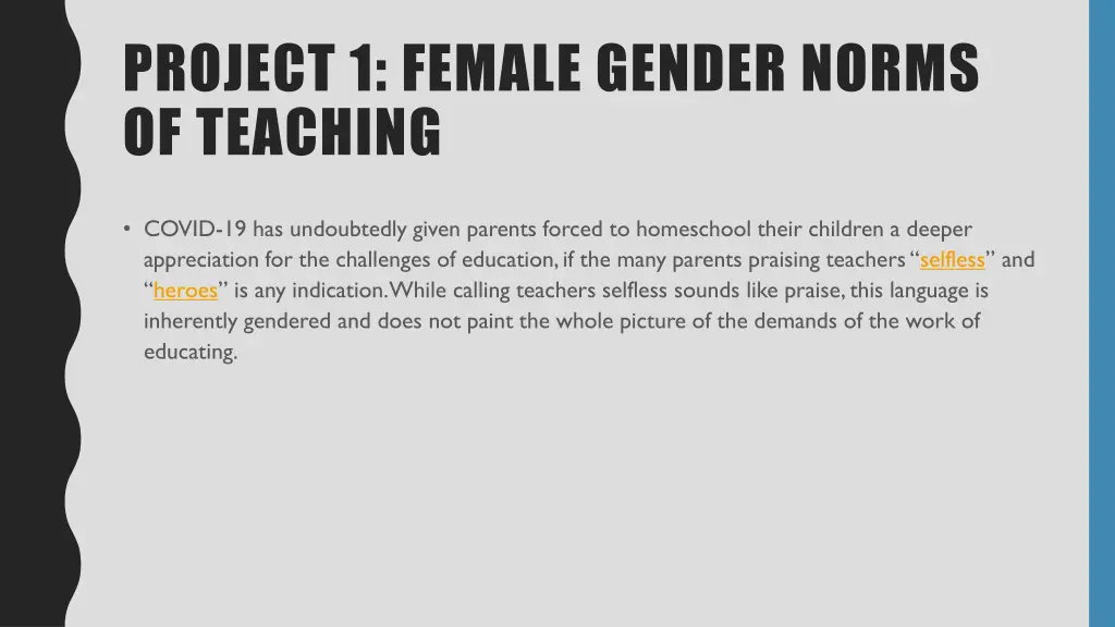 project 1 female gender norms of teaching