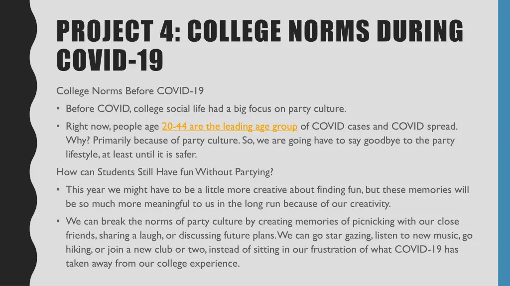 project 4 college norms during covid 19 1