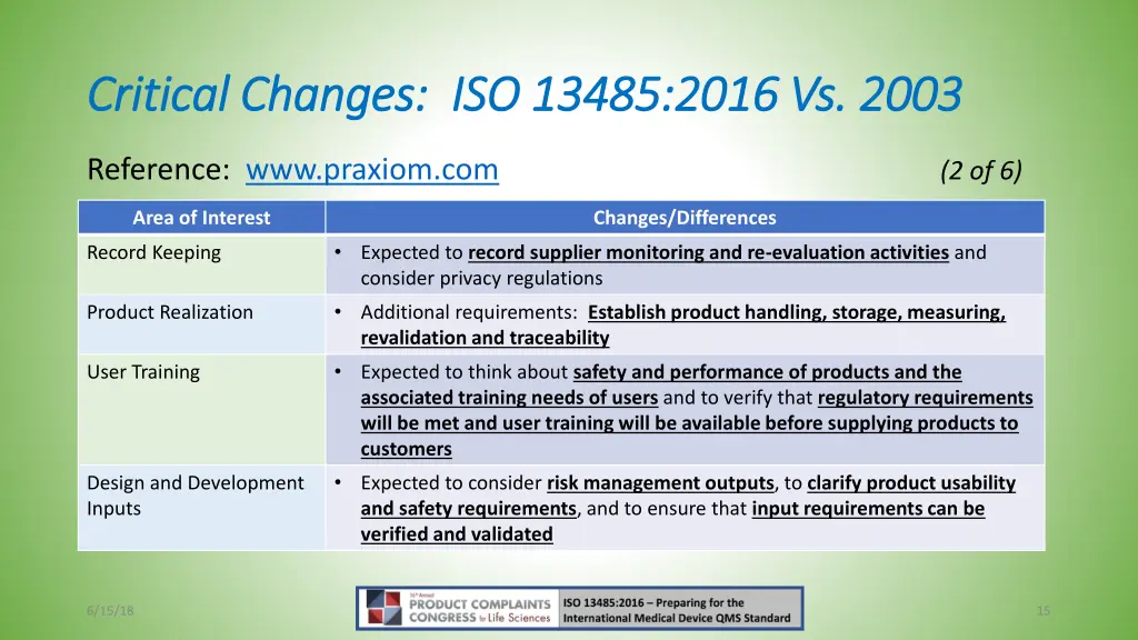 critical changes iso 13485 2016 vs 2003 critical 1