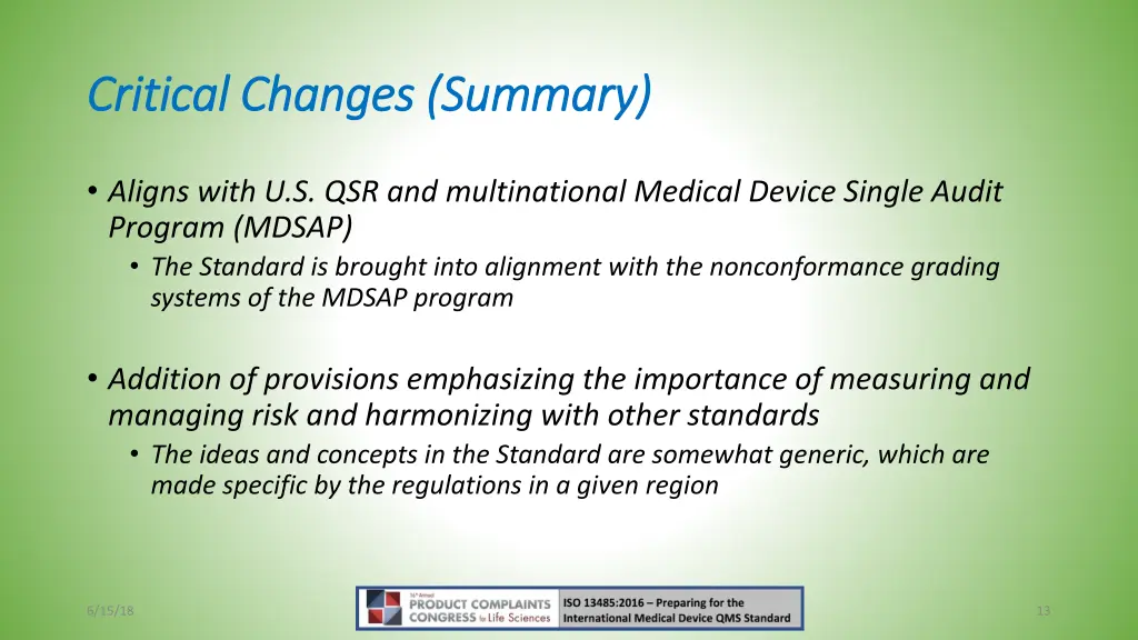 critical changes summary critical changes summary