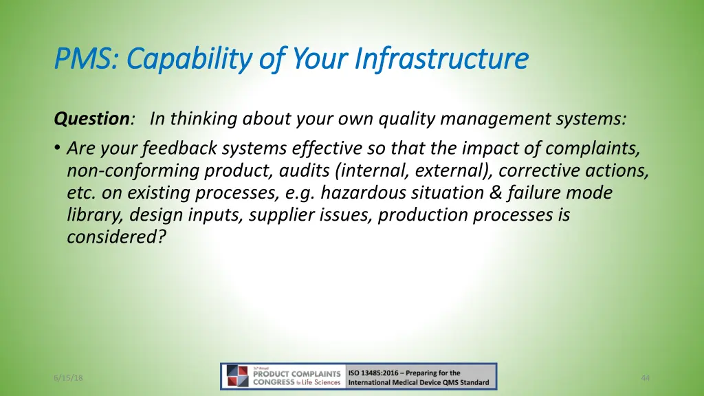 pms capability of your infrastructure