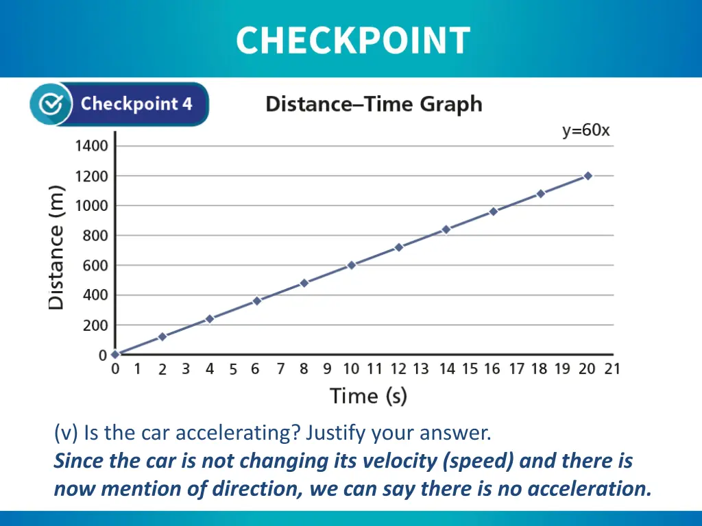 v is the car accelerating justify your answer