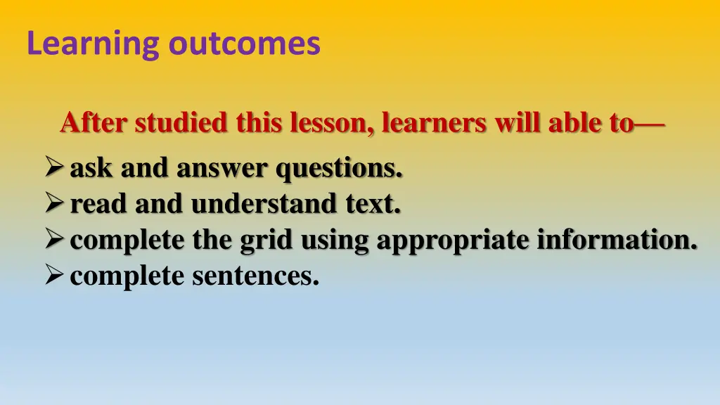 learning outcomes