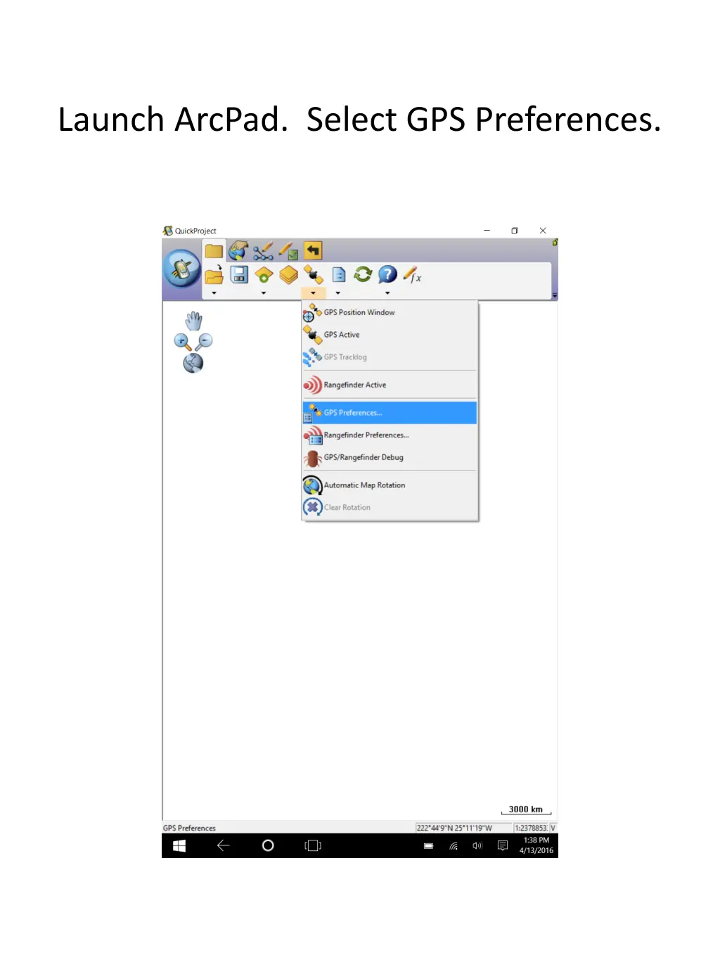 launch arcpad select gps preferences