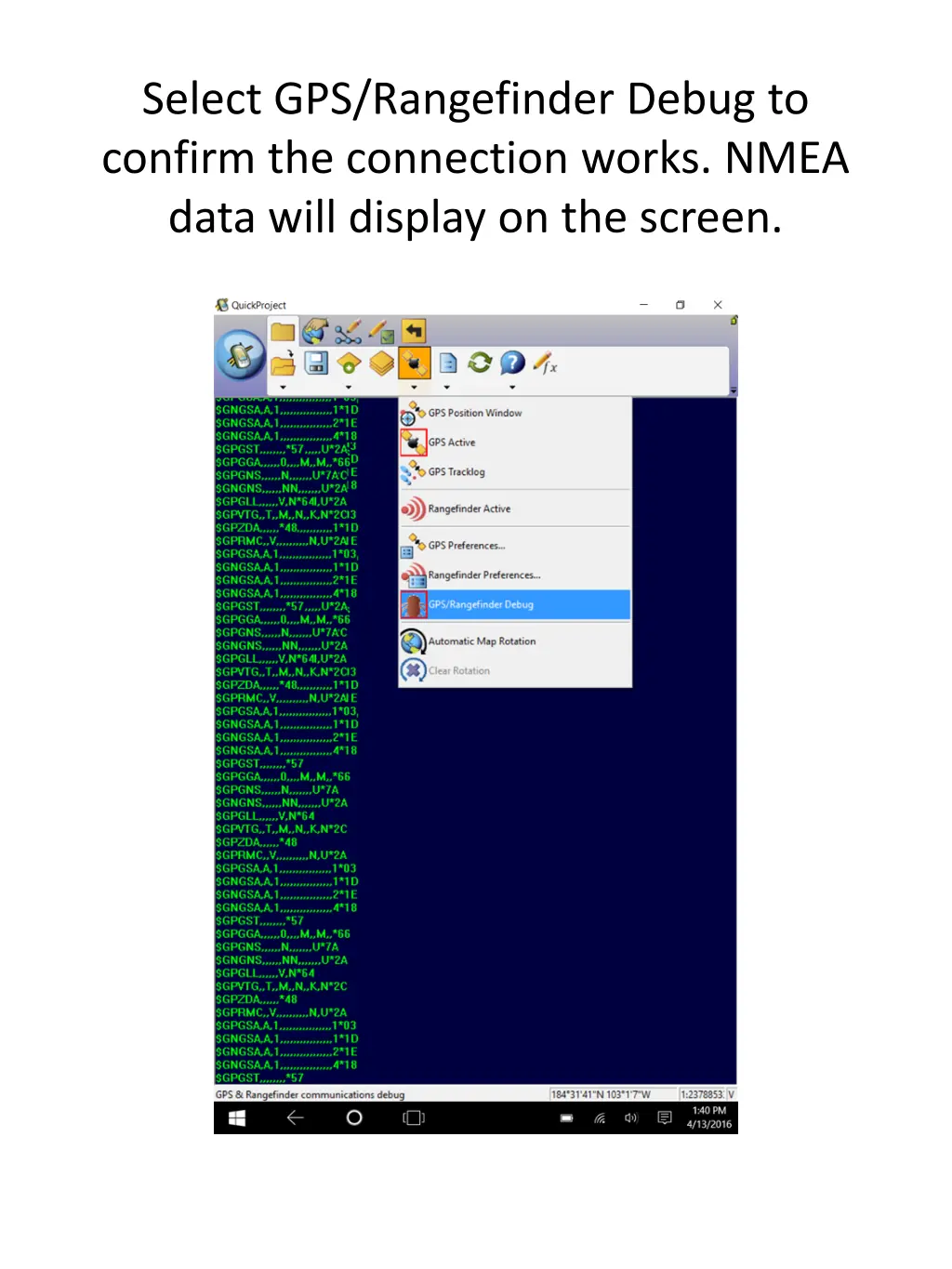 select gps rangefinder debug to confirm