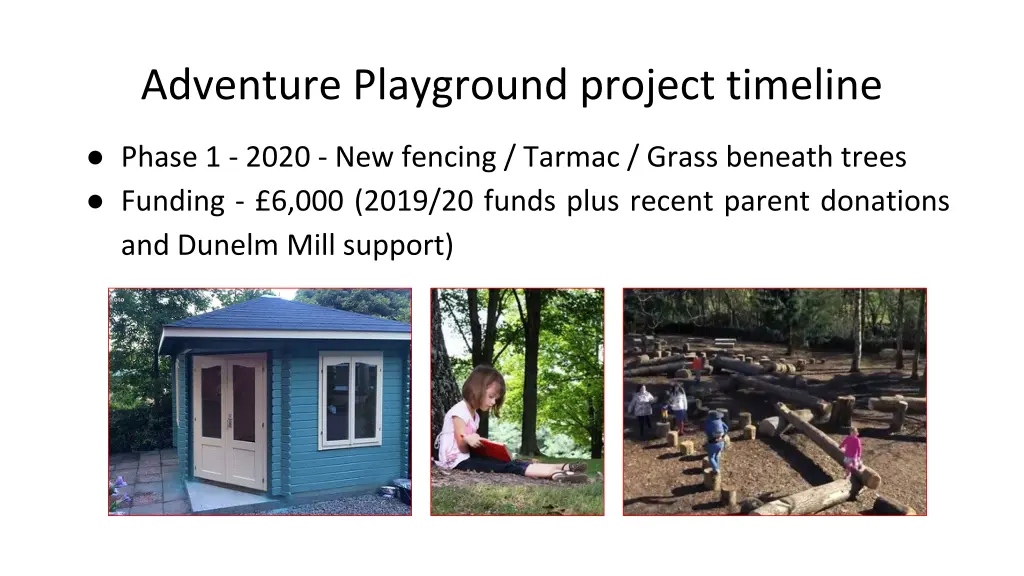 adventure playground project timeline