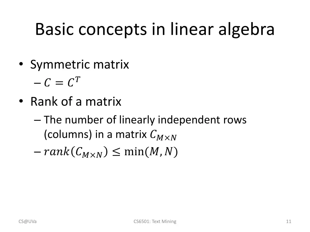 basic concepts in linear algebra