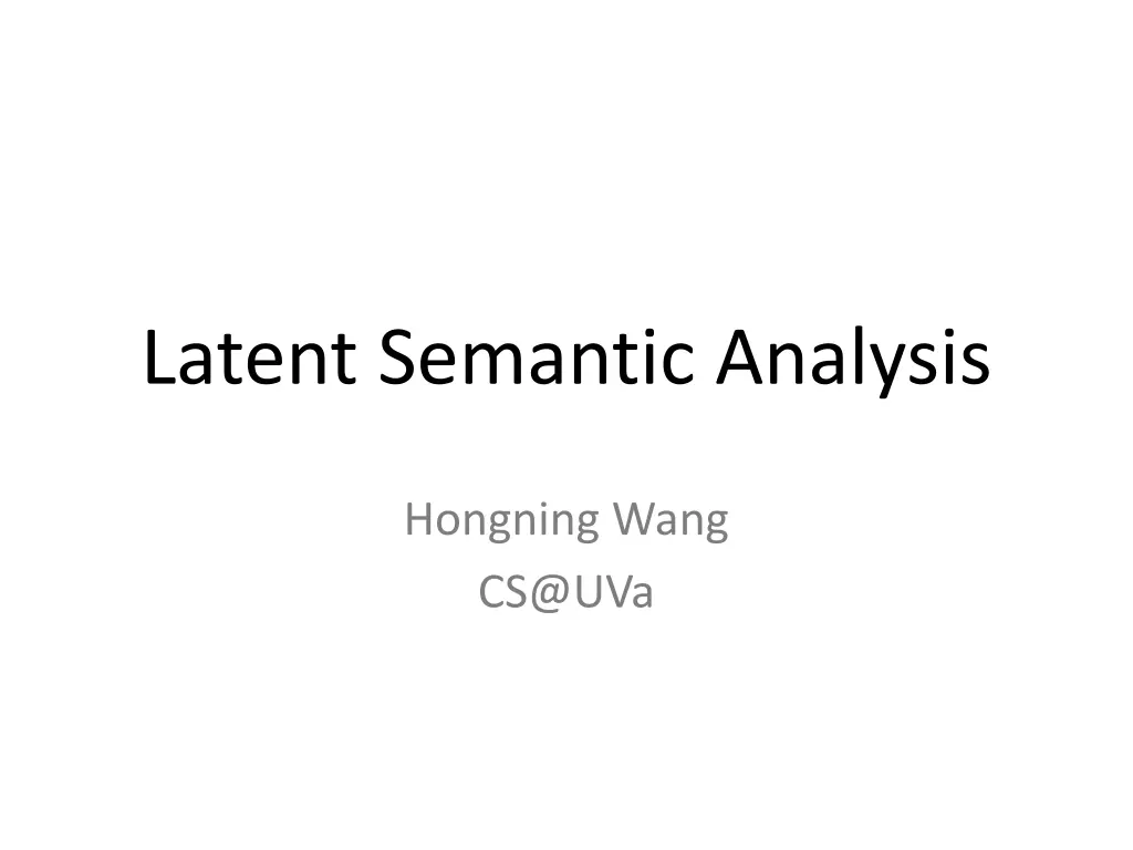 latent semantic analysis