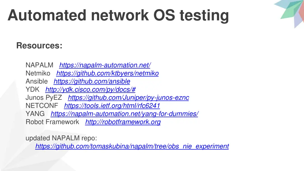 automated network os testing 21