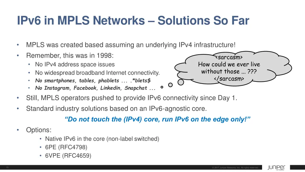 ipv6 in mpls networks solutions so far