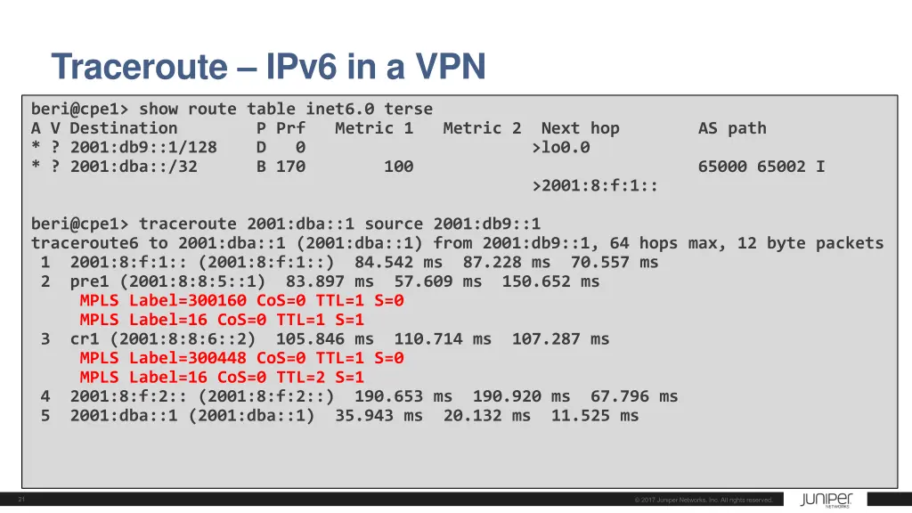 traceroute ipv6 in a vpn