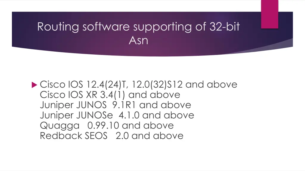 routing software supporting of 32 bit asn