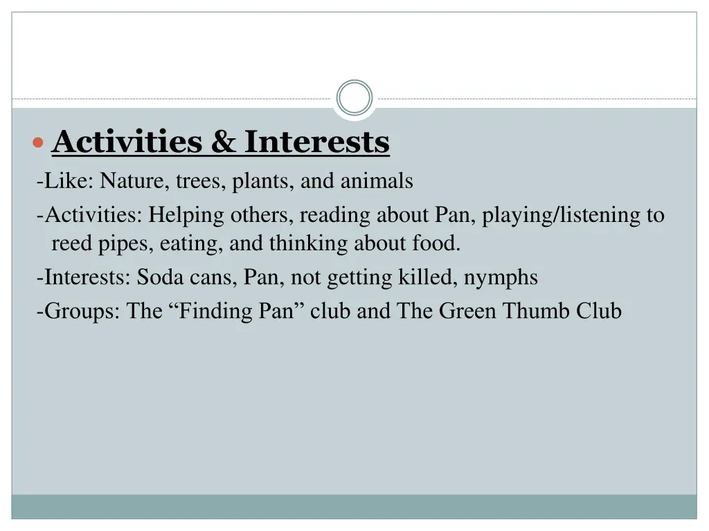 activities interests like nature trees plants