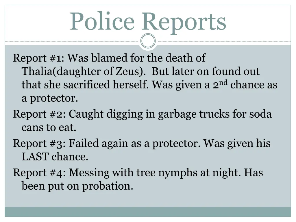 police reports