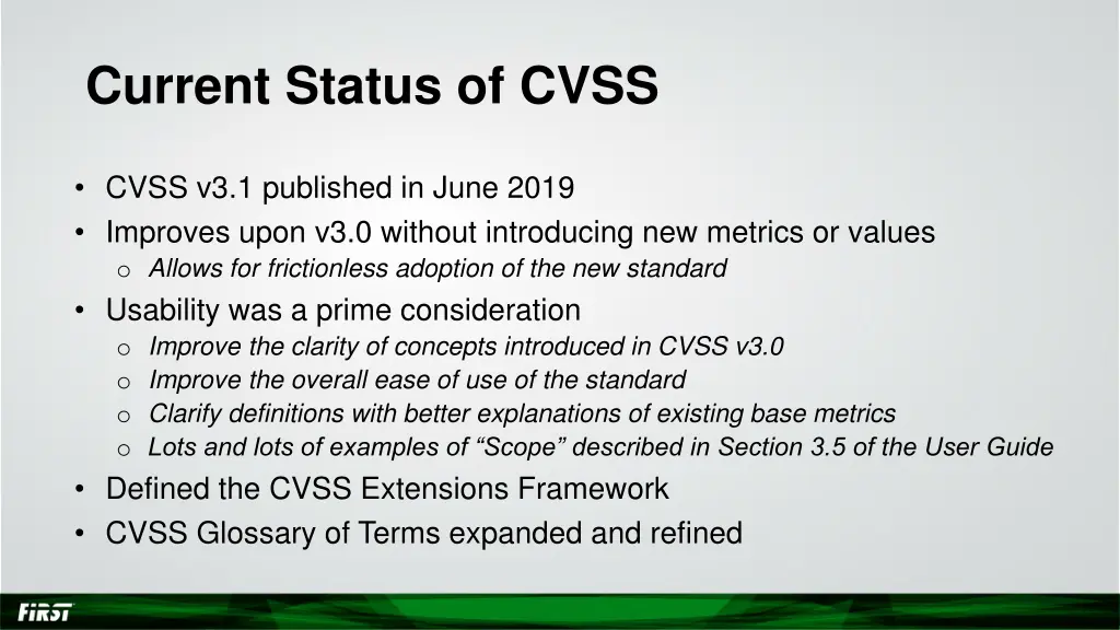 current status of cvss