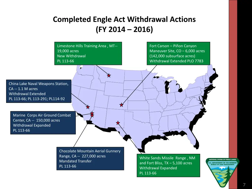 completed engle act withdrawal actions fy 2014