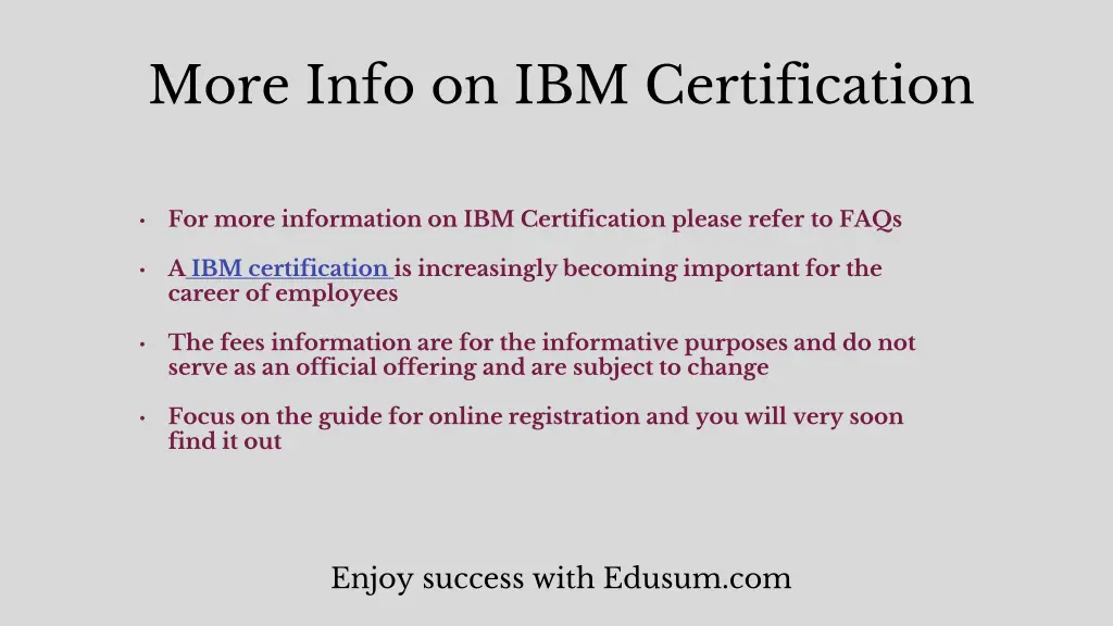 more info on ibm certification