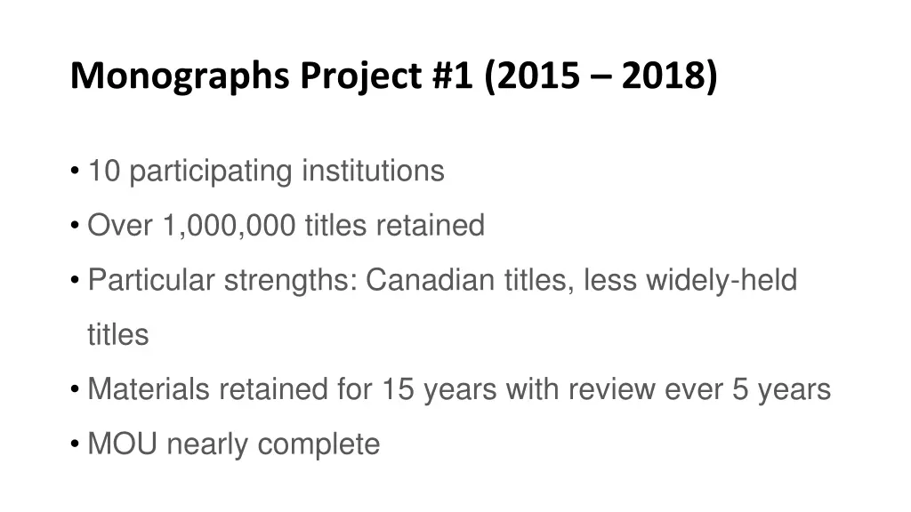 monographs project 1 2015 2018