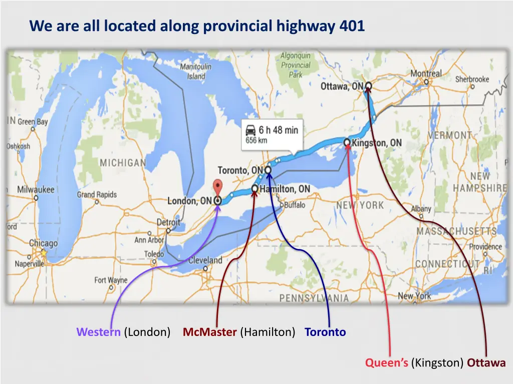 we are all located along provincial highway 401