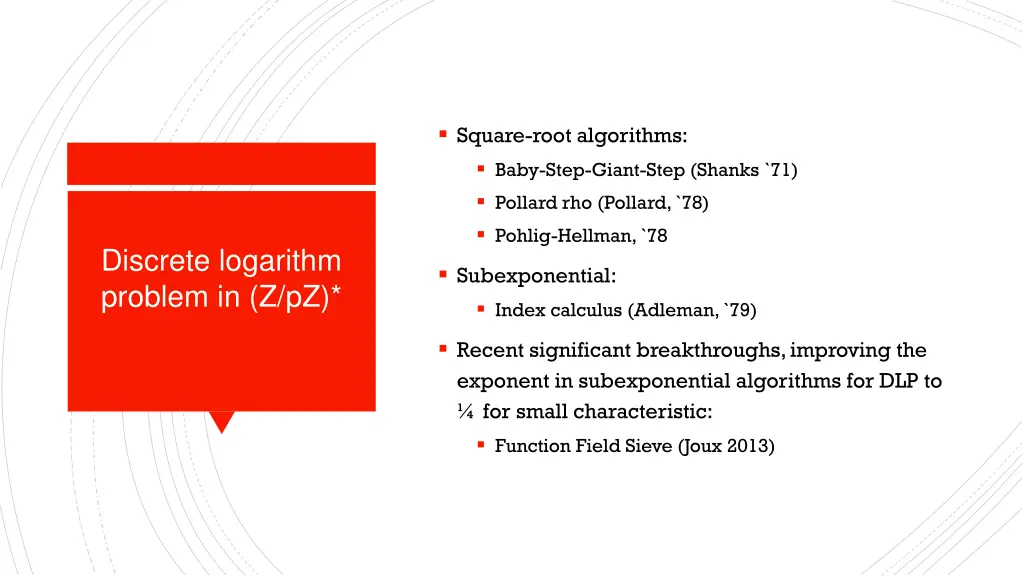 square root algorithms baby step giant step