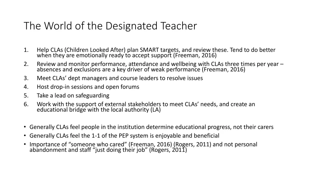 the world of the designated teacher