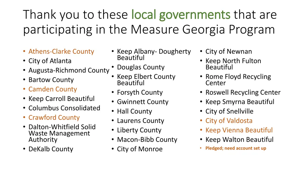 thank you to these local governments